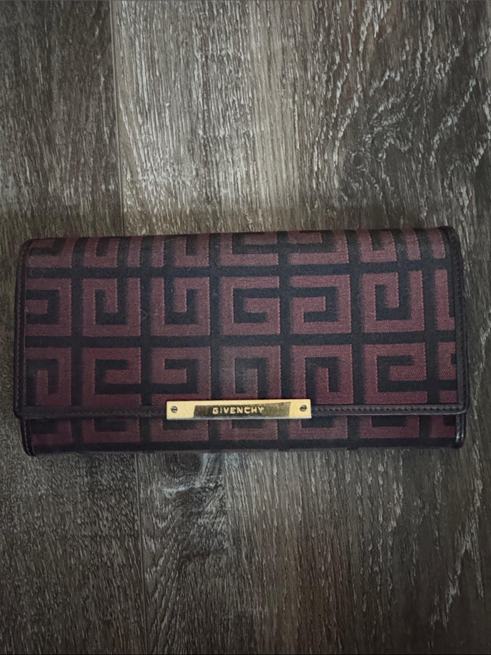 Givenchy Burgundy and Black Monogram Fold Wallet